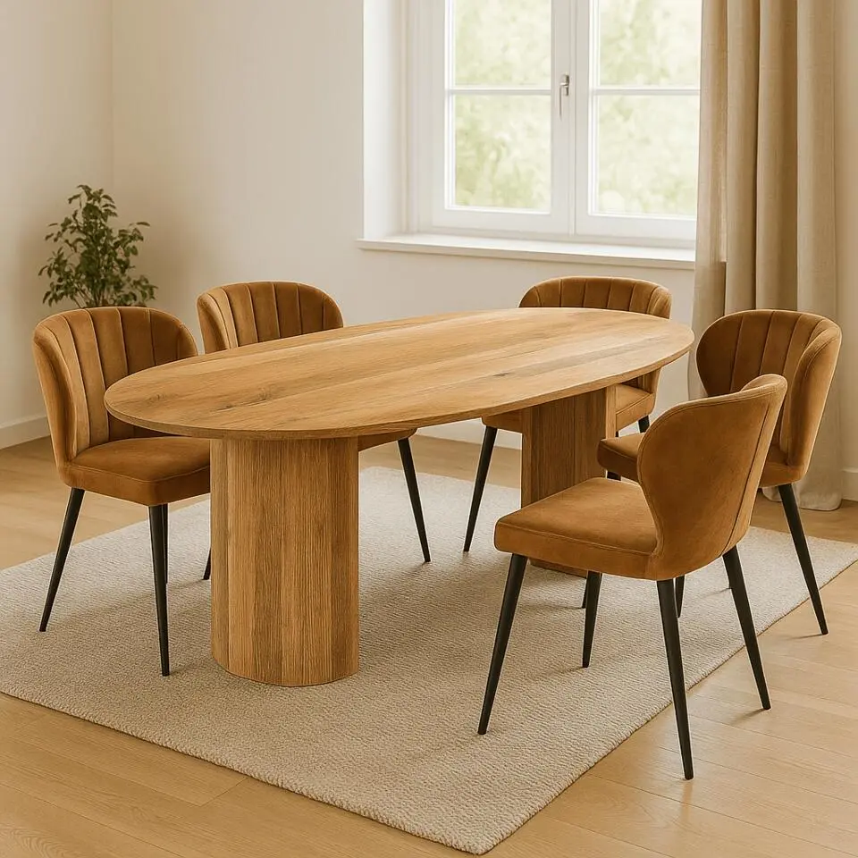 Mangohoutonline - Eettafel Chiara 180x100cm Rechthoekig - Bruin - Mahom