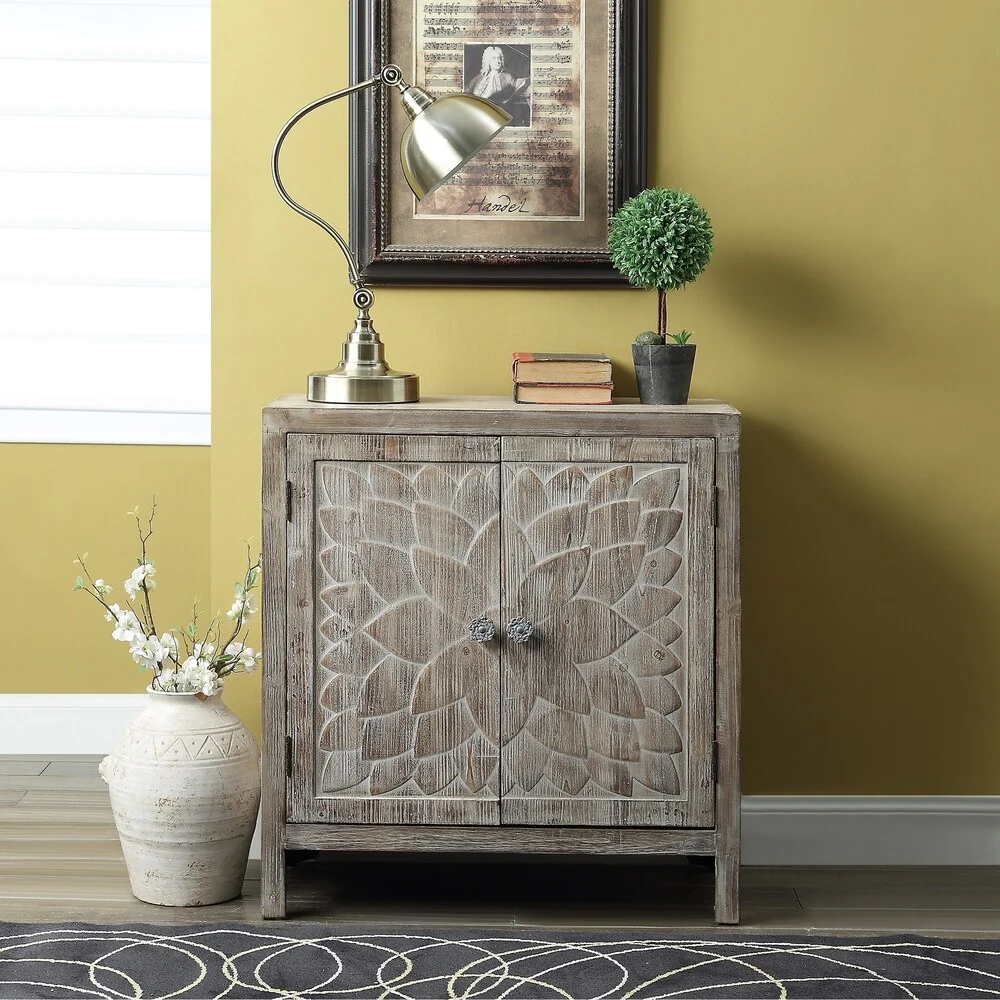 Dover Antique Wood 2-shelf Swing Door Cabinet