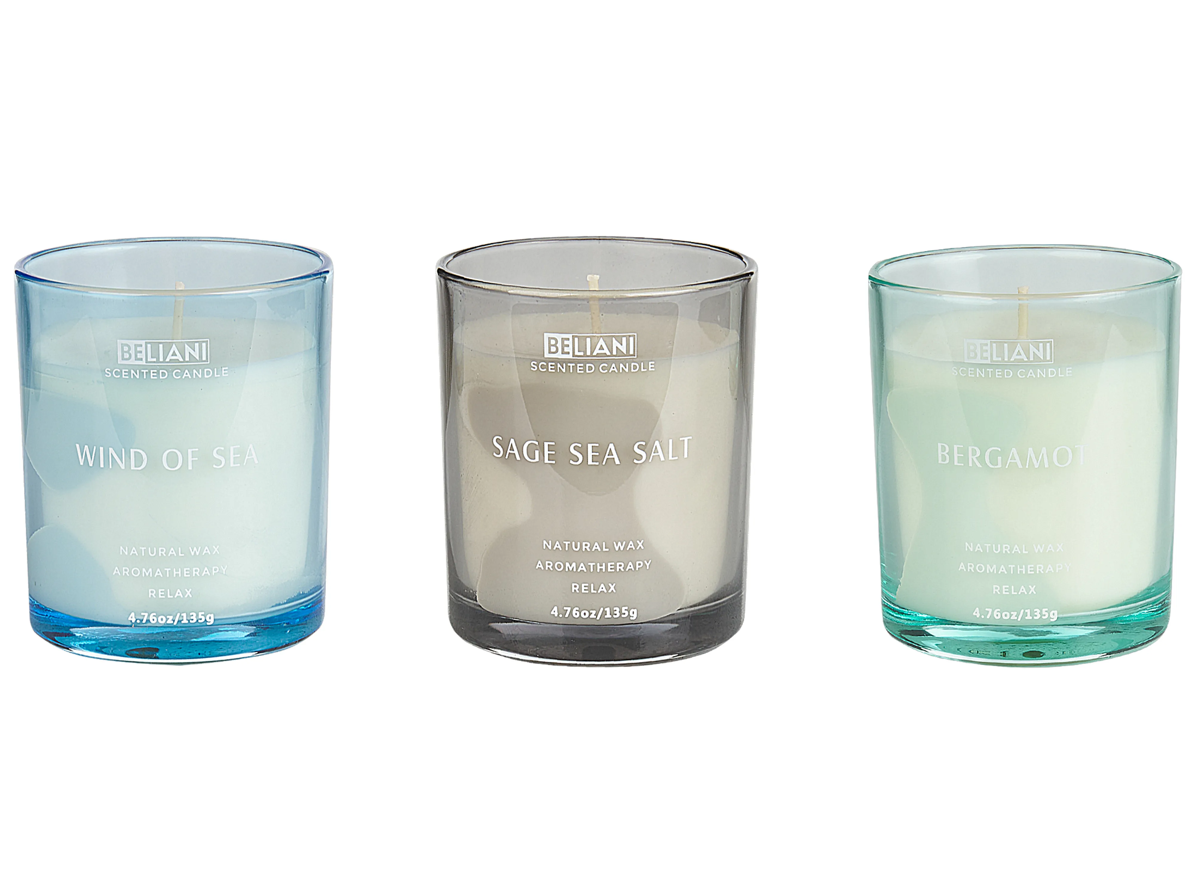 Set of 3 Scented Candles SHEER JOY Soy Wax Fresh Notes