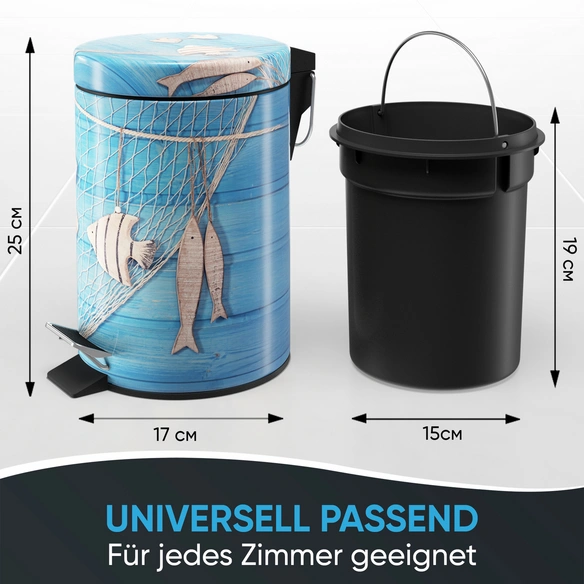 Kosmetikeimer »Seefahrt«, 3,0L, Blau, Rund