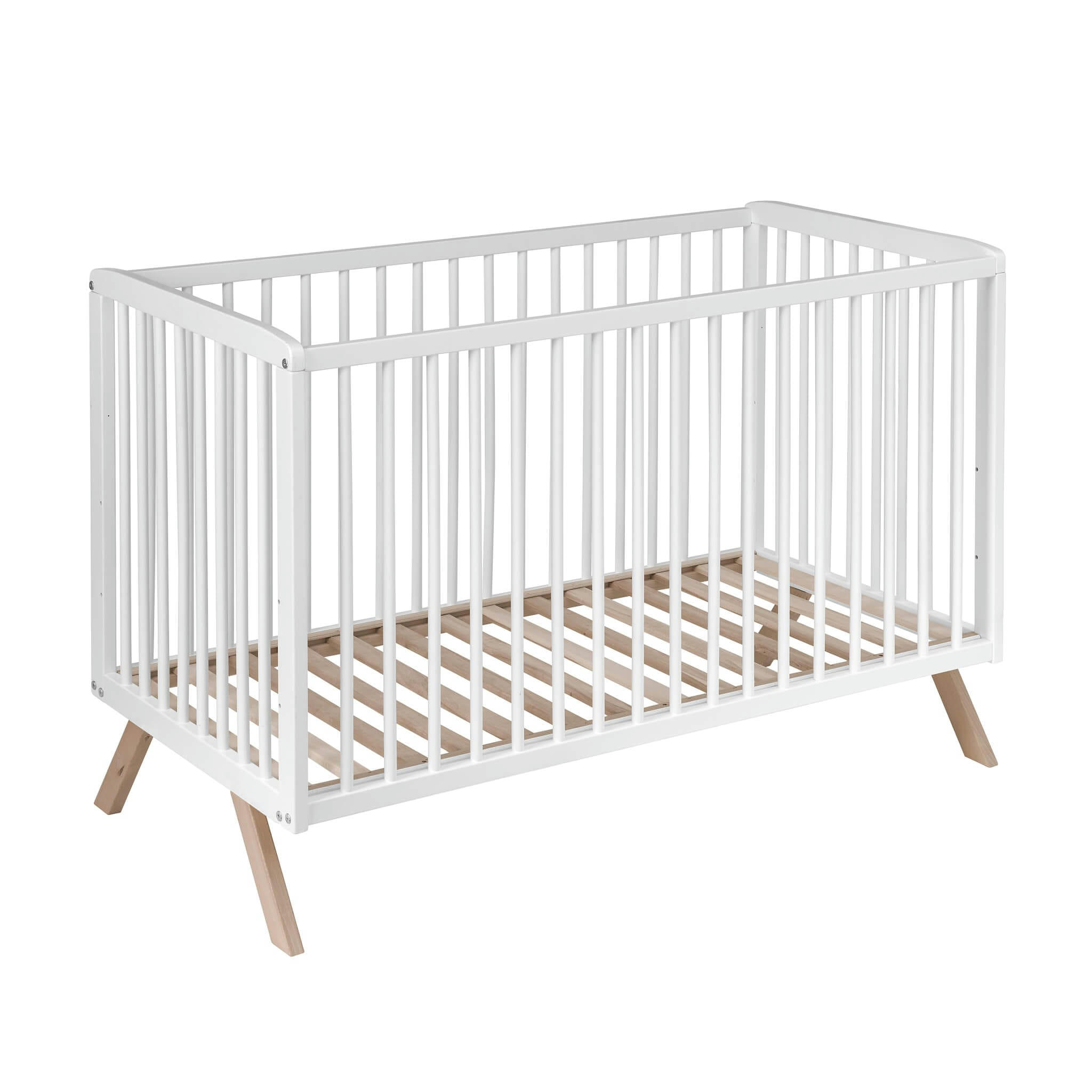 - Lit en bois avec sommier réglable blanc 60x120