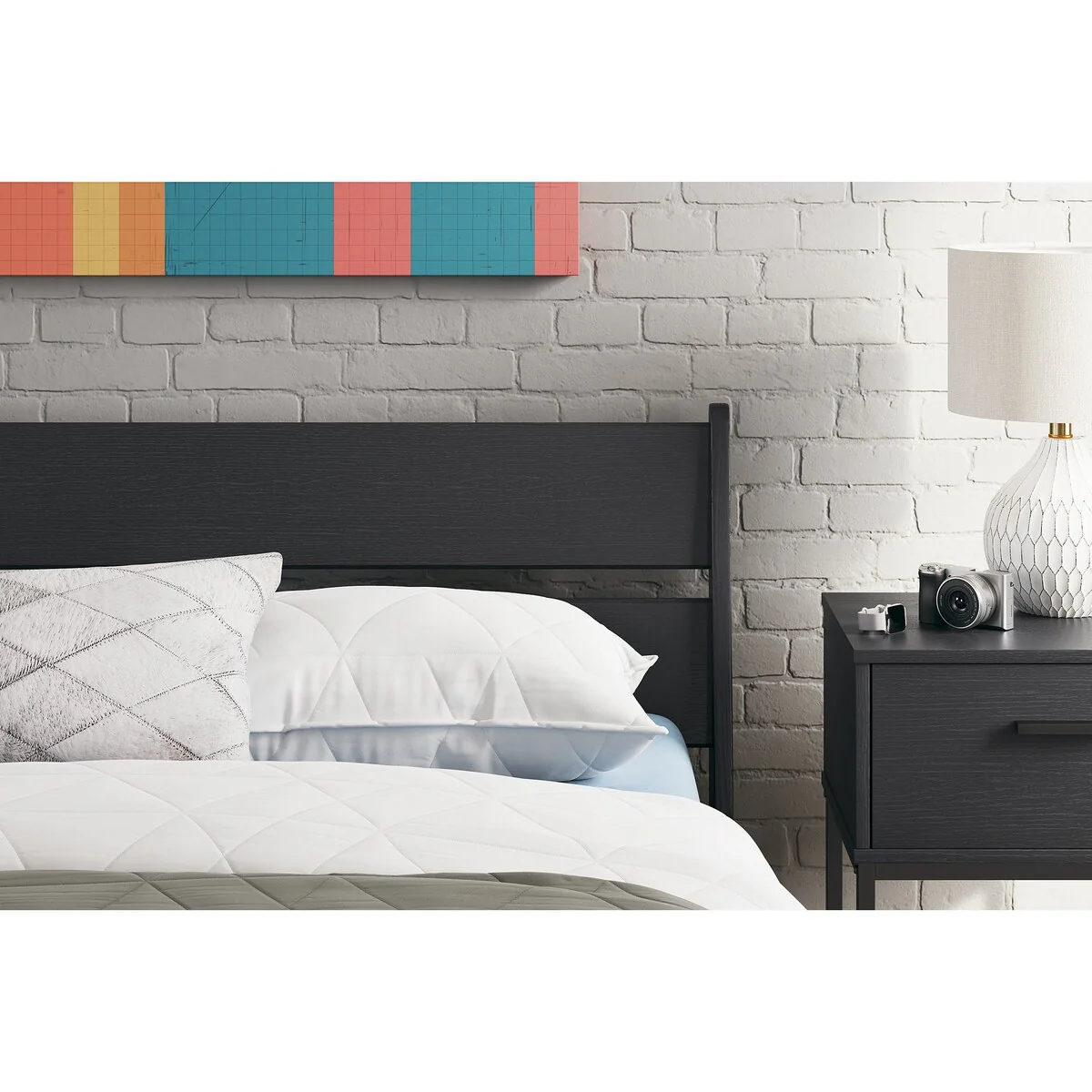 Signature Design by Ashley Socalle Black Panel Headboard with Dresser and Nightstand