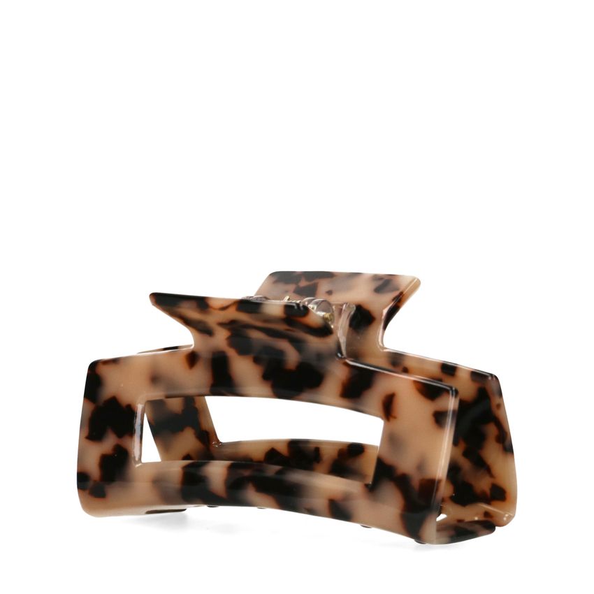 Manfield Bruin gekleurde haarclip met print