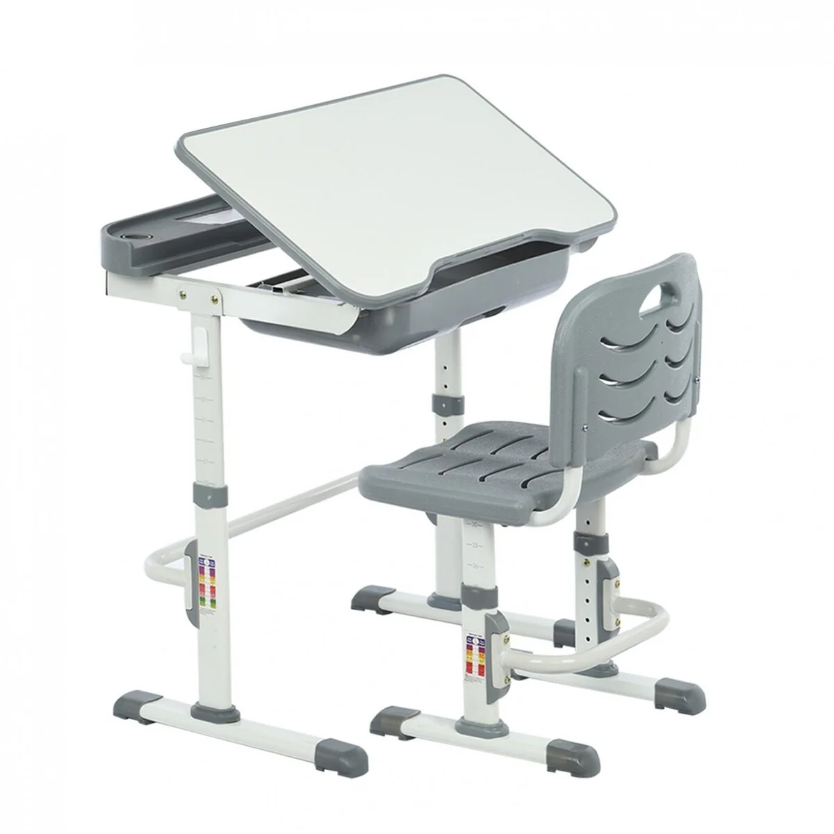 Functional Kids Desk Height Adjustable Kids Desk And Chair Set Study Desk With Pull Out Drawer And Tilting Desktop - 16x32x22in