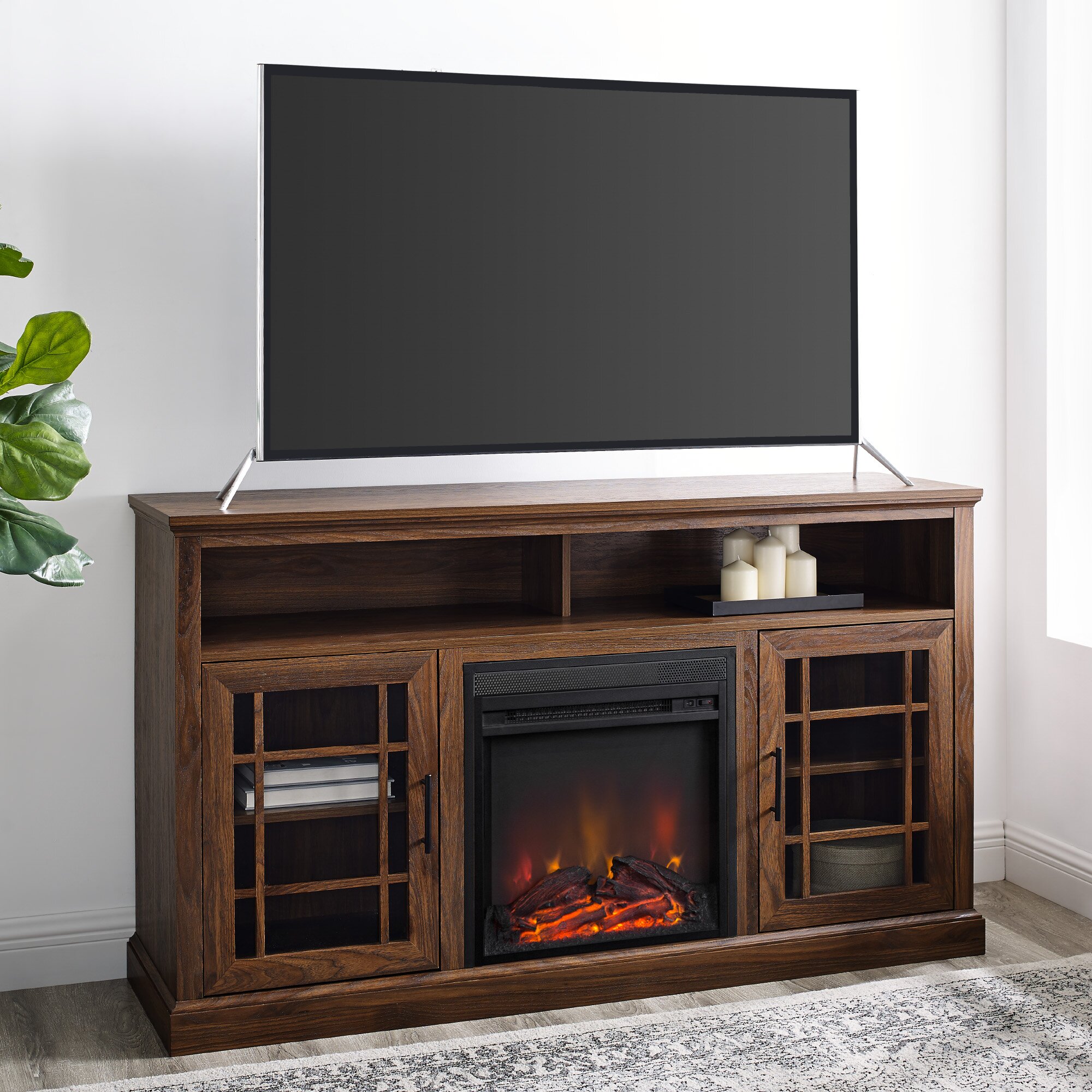 Soza TV Stand for TVs up to 65 with Electric Fireplace Included