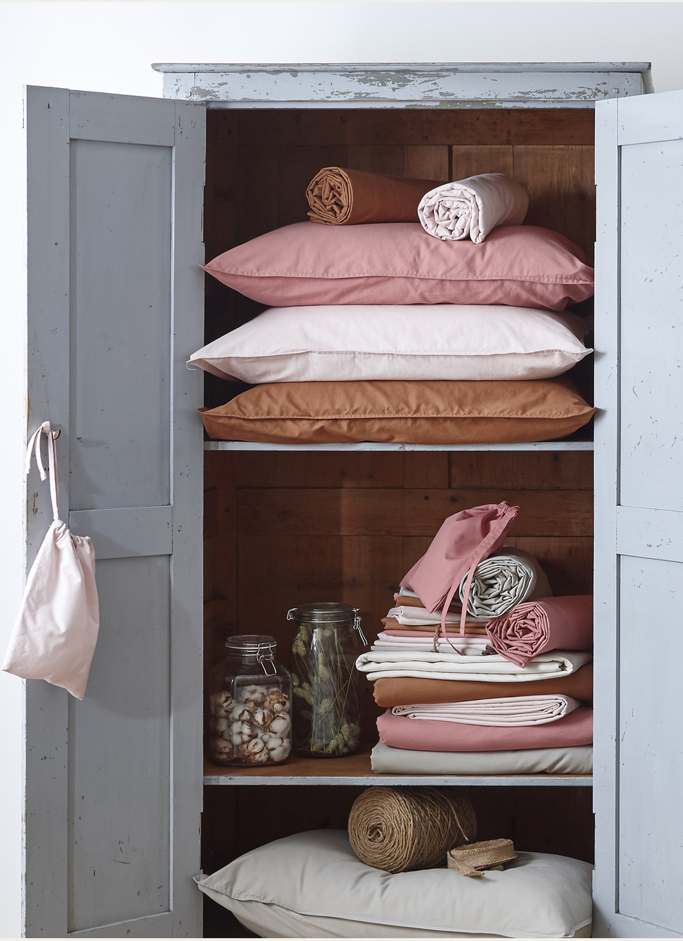 TAIE D'OREILLER UNIE EN COTON LAVÉ BIO ECRU