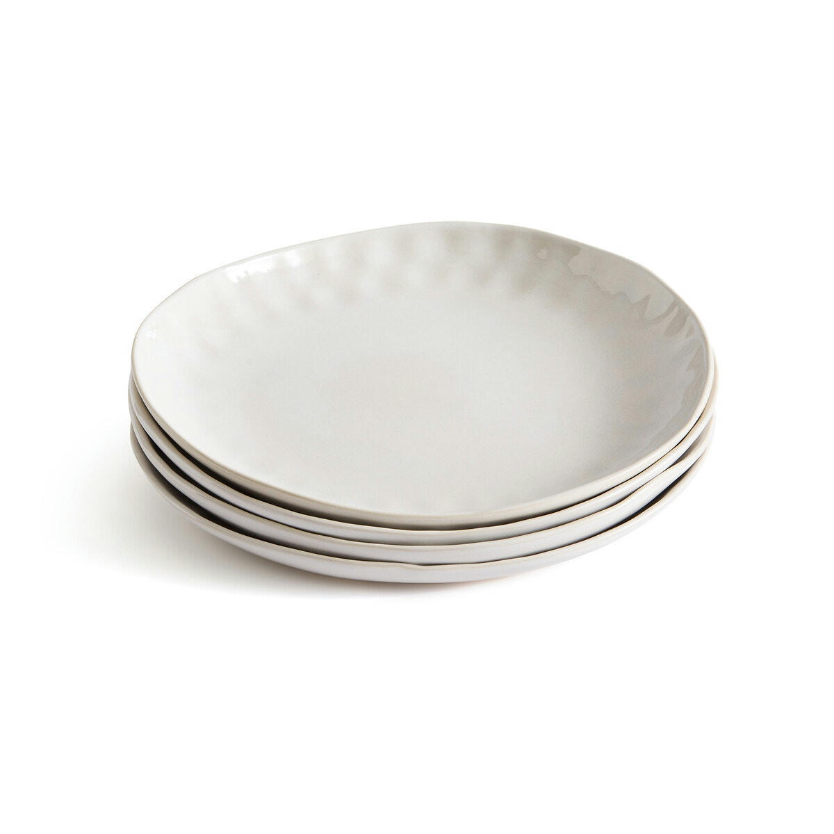 Lot de 4 assiettes à dessert en grès, Cream