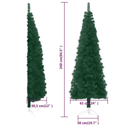 NNEVL Slim Artificial Half Christmas Tree with Stand Green 240 cm