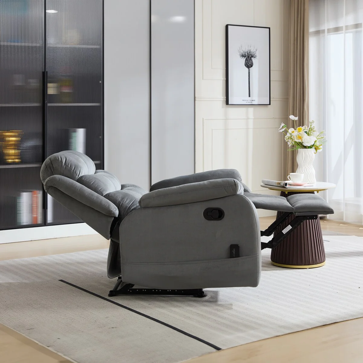 Steph Plush Transitional Upholstered Manual Recliner Chair