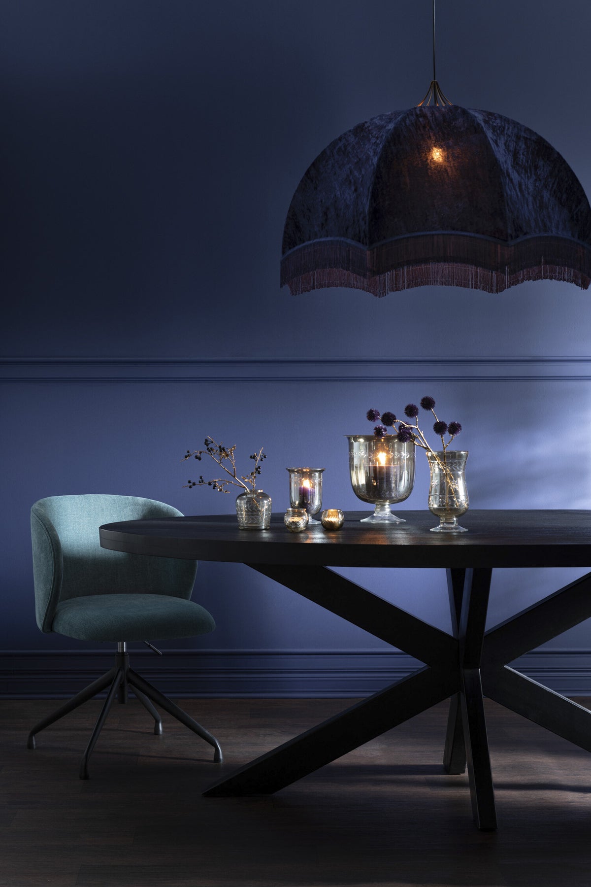 J-Line windlicht Modern Ster - glas - grijs - 22 cm hoog