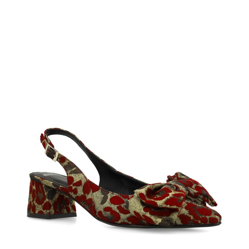 Manfield Burgundy leopard slingbacks met strik