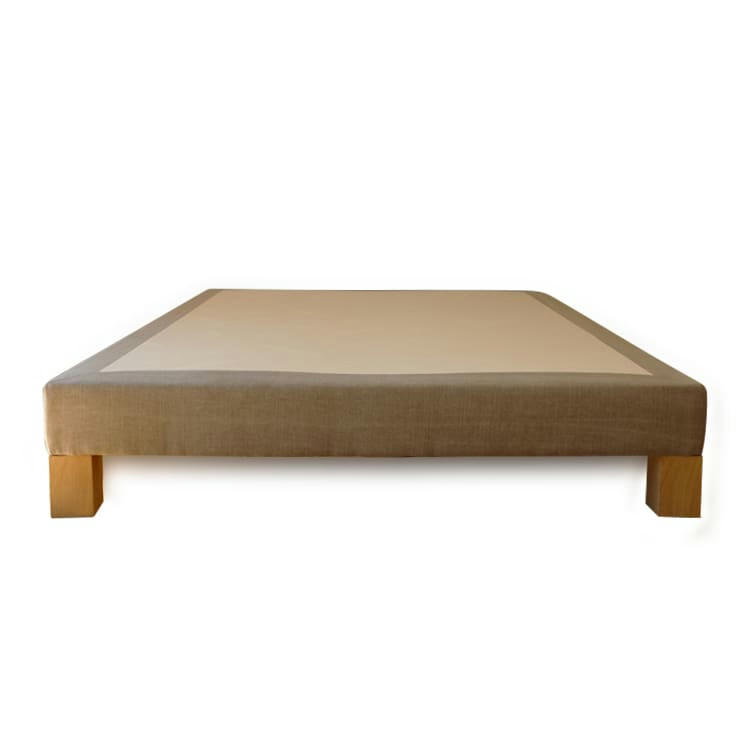 VINTAGE - Sommier déco vintage beige cachemire lin et coton bio 90x190