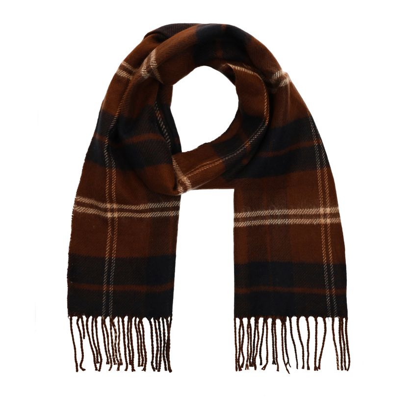 Manfield Donkergrijze sjaal met een streepjespatronen