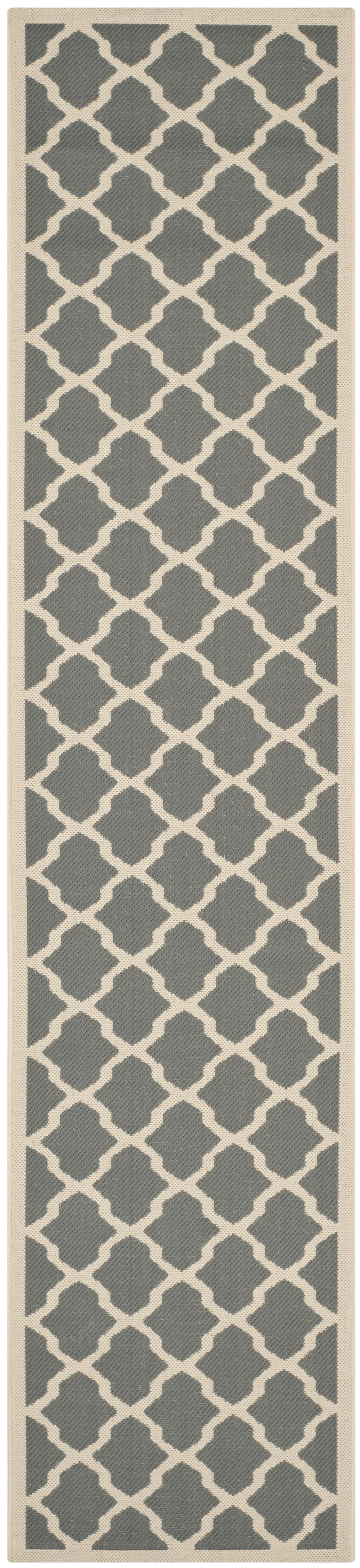 COURTYARD - Tapis interieur & exterieur en gris anthracite & beige, 69 x 244 cm