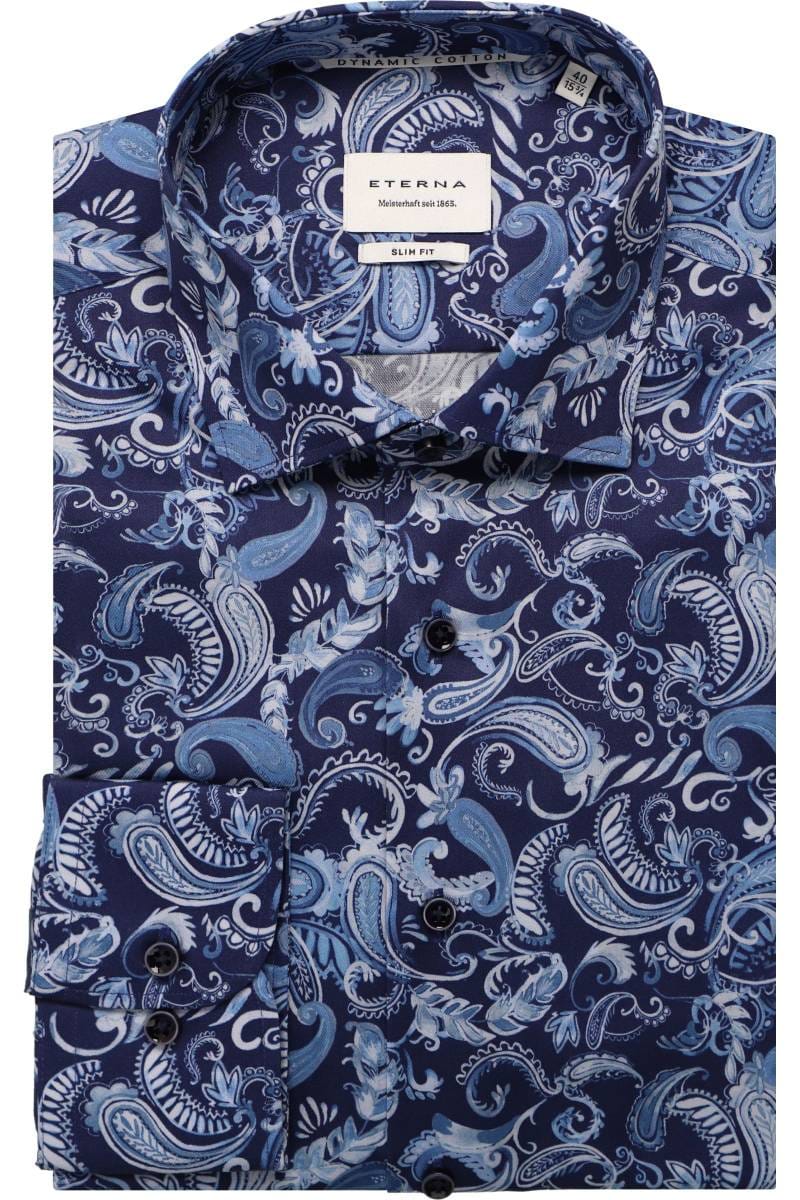 ETERNA Slim Fit Hemd marine, Bedruckt