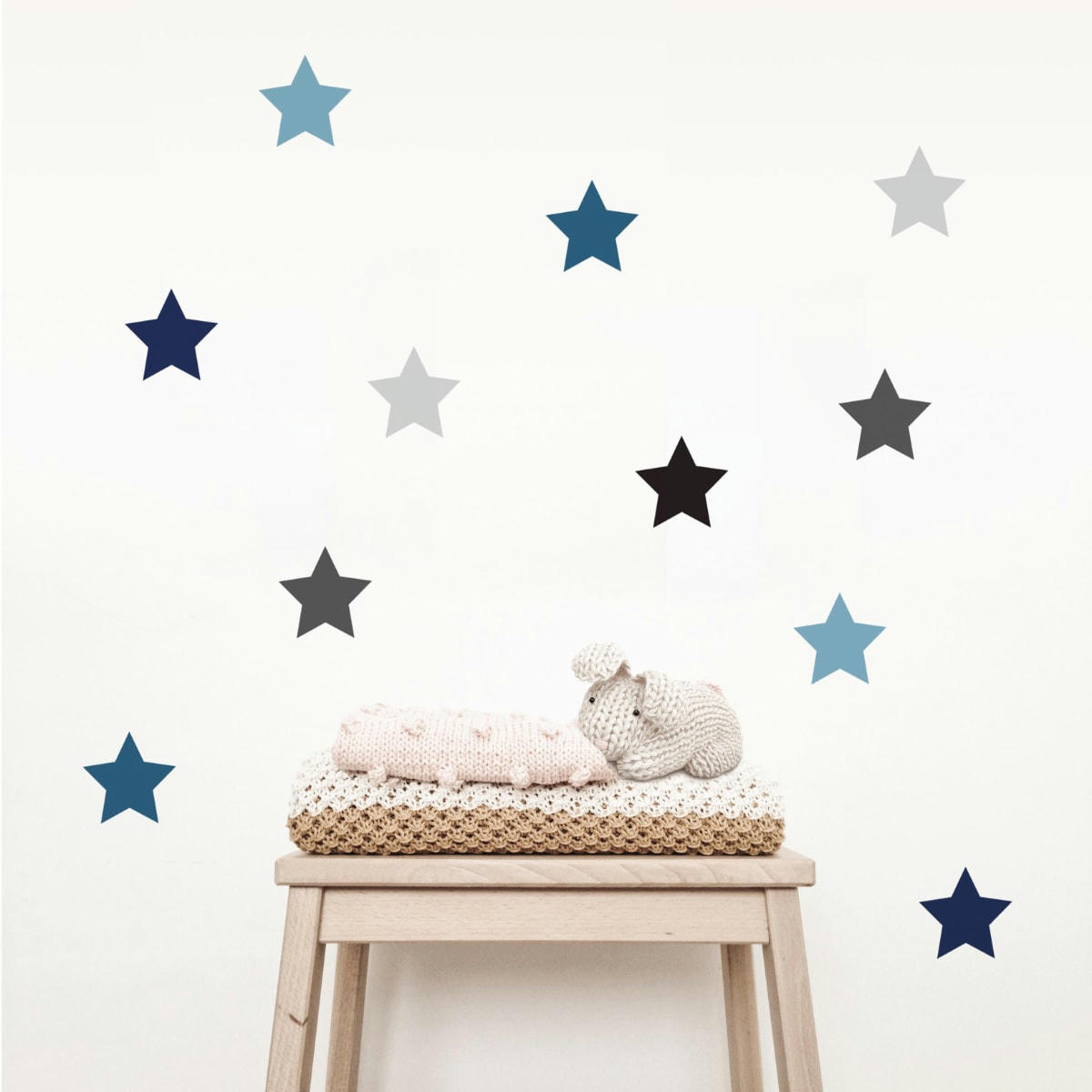 STARS1 - Stickers mureaux en vinyle étoiles bleu et gris