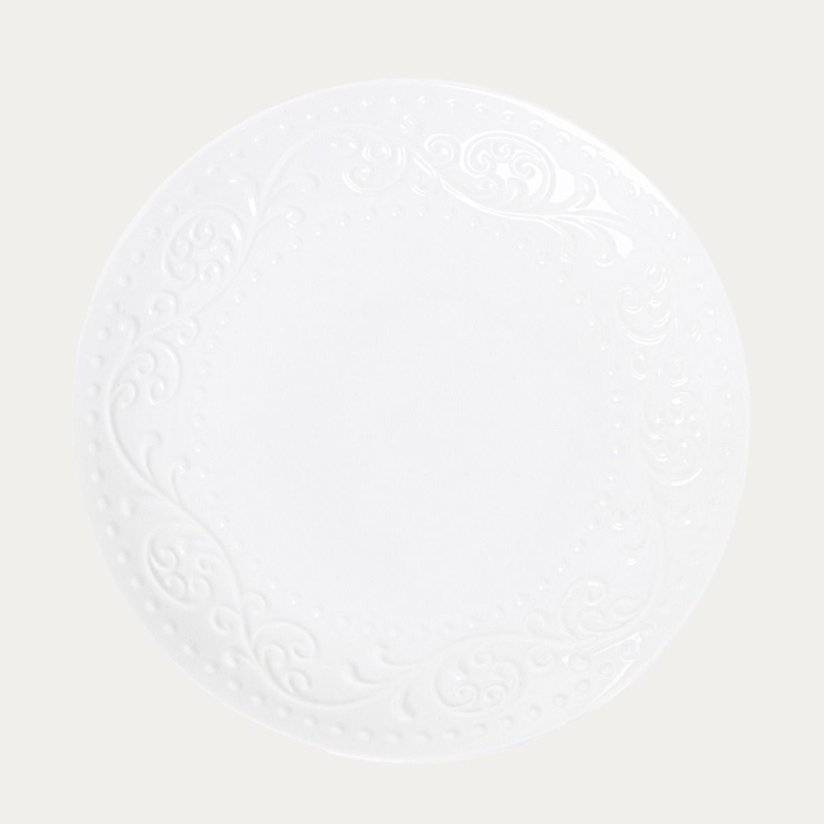Talerz SYLIA obiadowy biały z ornamentem 27 cm