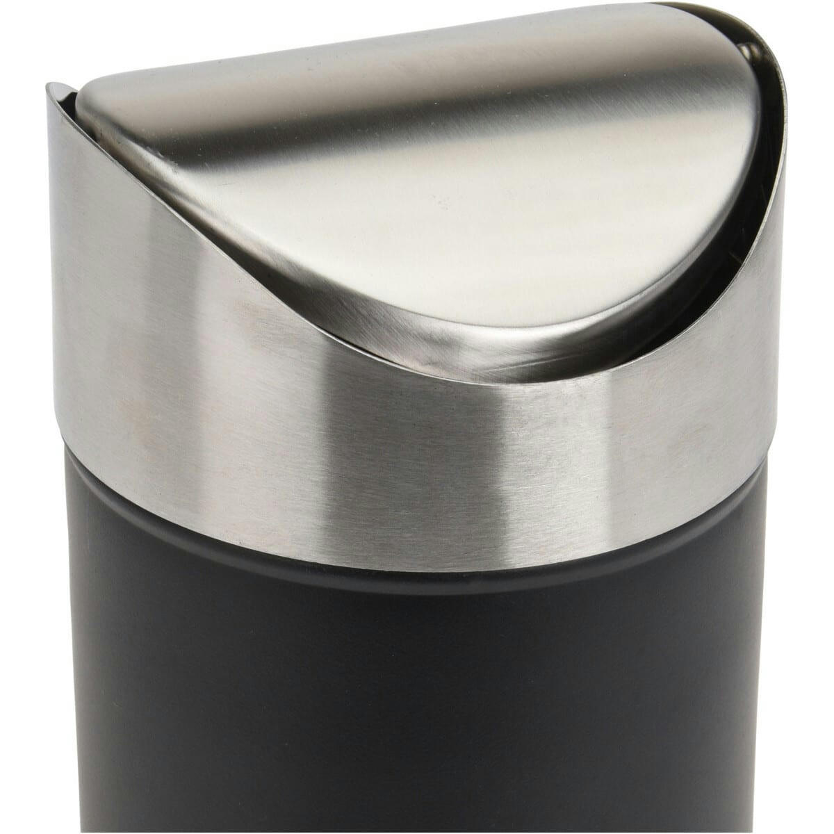 MÉTAL - Poubelle de table en métal noir et chrome 1,5L