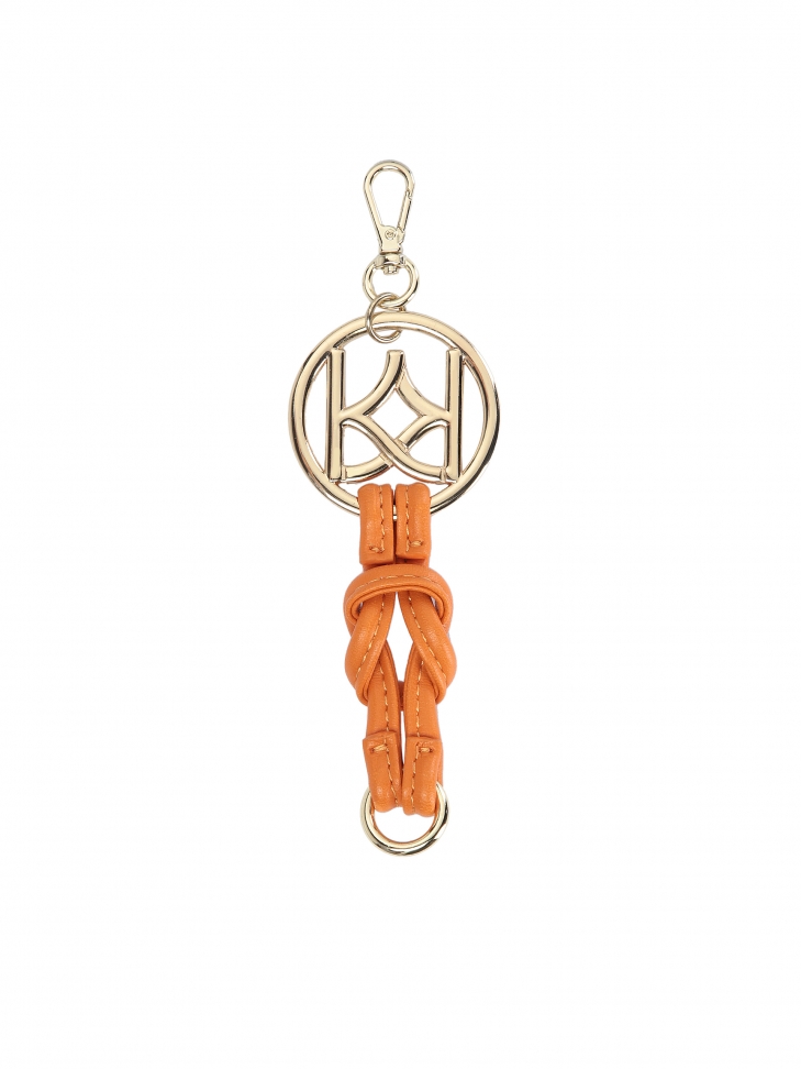 Elegant keychain with orange stripe and a large monogram