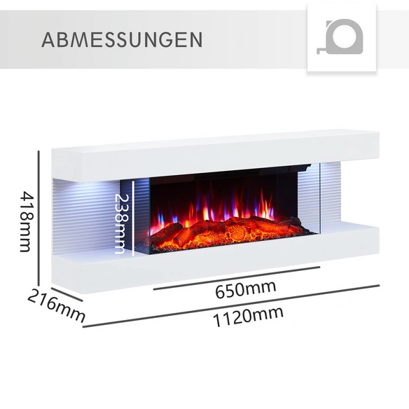 Elektrokamin, »LU-WE«, 1800 W, 120x21,6x41,8 cm, weiß