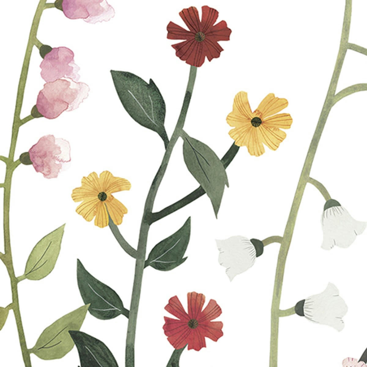 QUEYRAN - Sticker xl fleurs sauvages en Vinyle mat Vert 64x55 cm