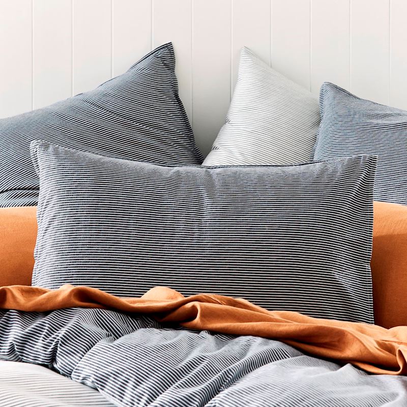 Stonewashed Printed Cotton Navy Stripe Quilt Cover Separates