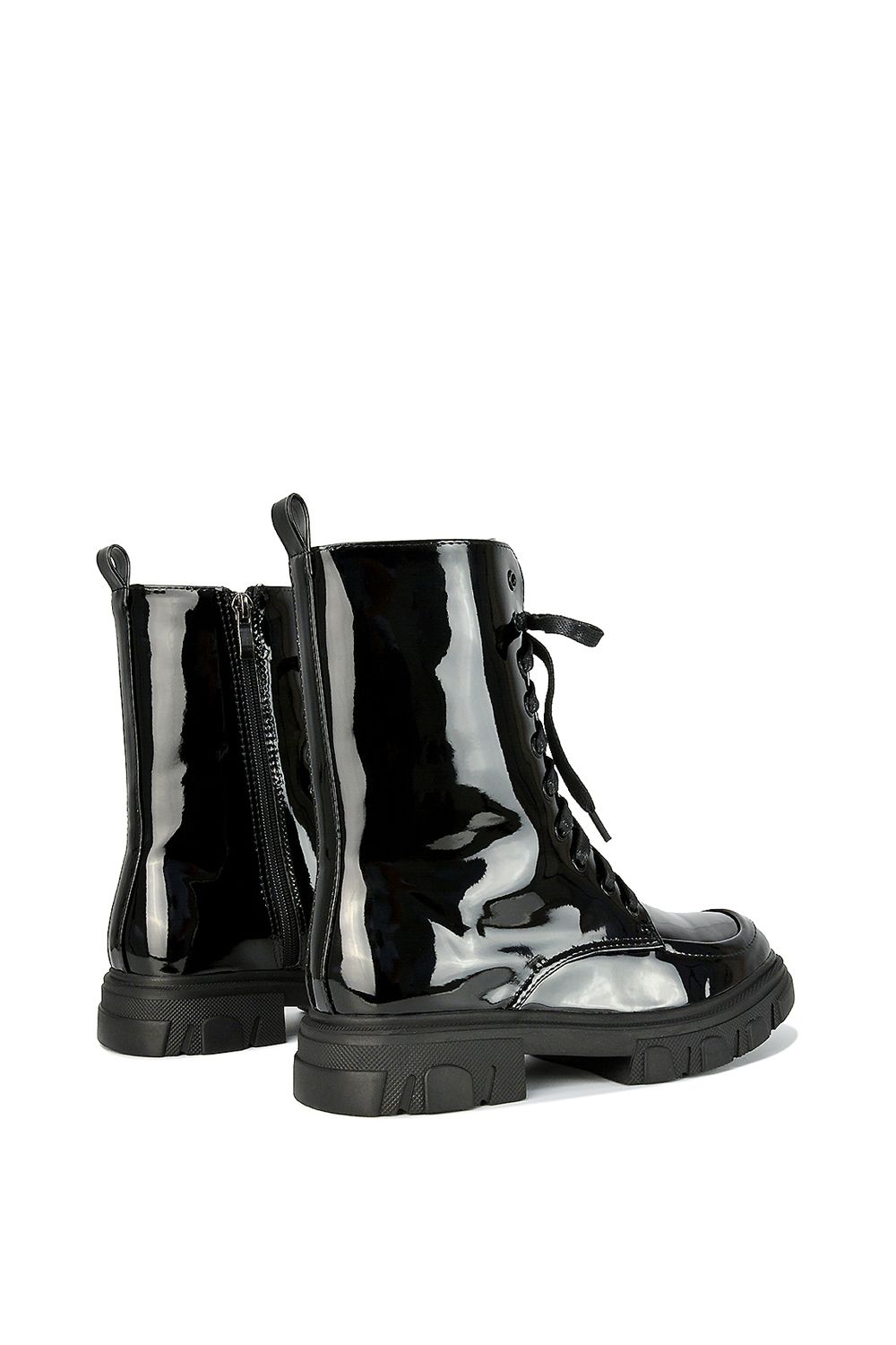 XY London Myra' Flat Lace Up Biker Ankle Boots