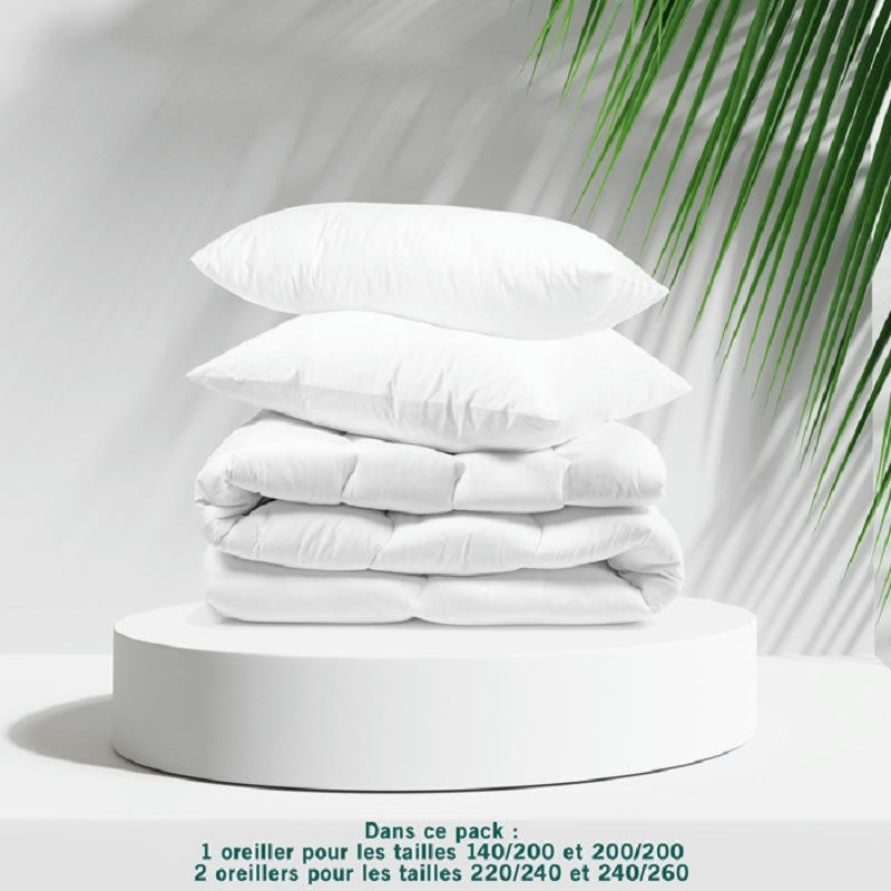 JACQUES - Pack TEMPÉRÉ Couette + Oreiller(s) - Coton Bio  140x200 cm - Wake Me G