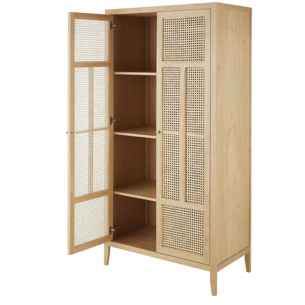 Chamarel - Dressing 2 portes battantes cannage en rotin beige