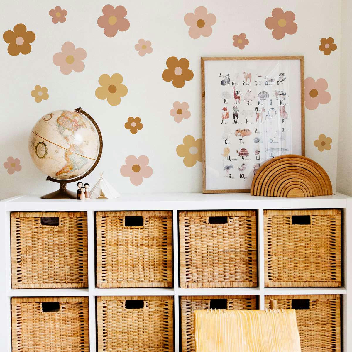 DAISY - Stickers muraux en vinyle groovy marguerites multicolore