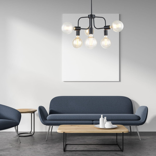 Lampa wisząca czarna Kristy 6xE27x60W wym: 55x42x42 cm Italux