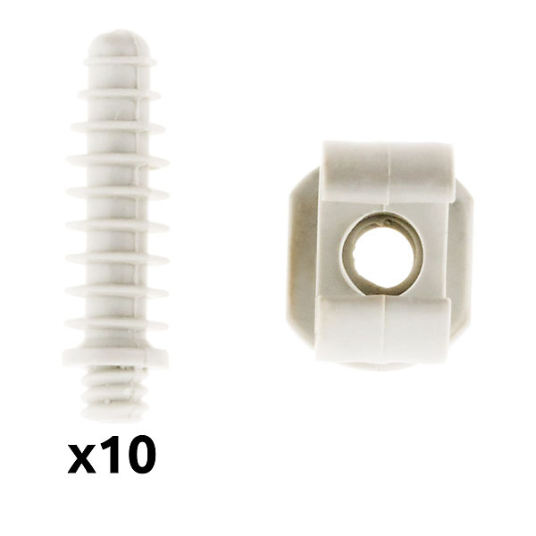 Lot de 10 clips avec chevilles diamètre 16mm - Gris - Zenitech