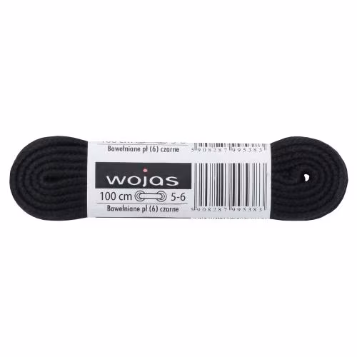 Wojas sznurowadła czarne 100cm/6mm bawełniane płaskie