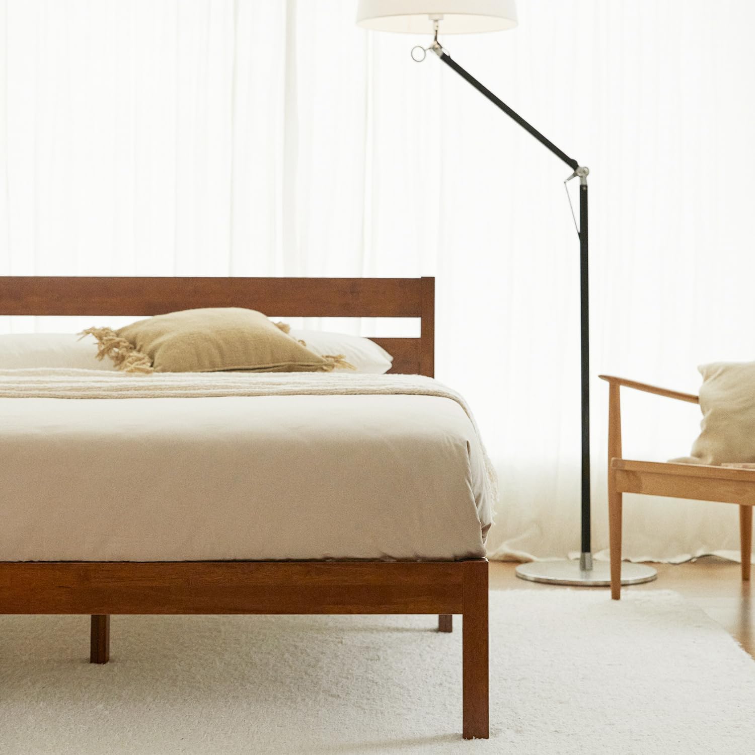 LIFEMENT Queen Classic Wood Platform Bed Frame, Headboard, Essential, Noise Free, Under Bed Storage, No Box Spring Needed, Easy Assembly