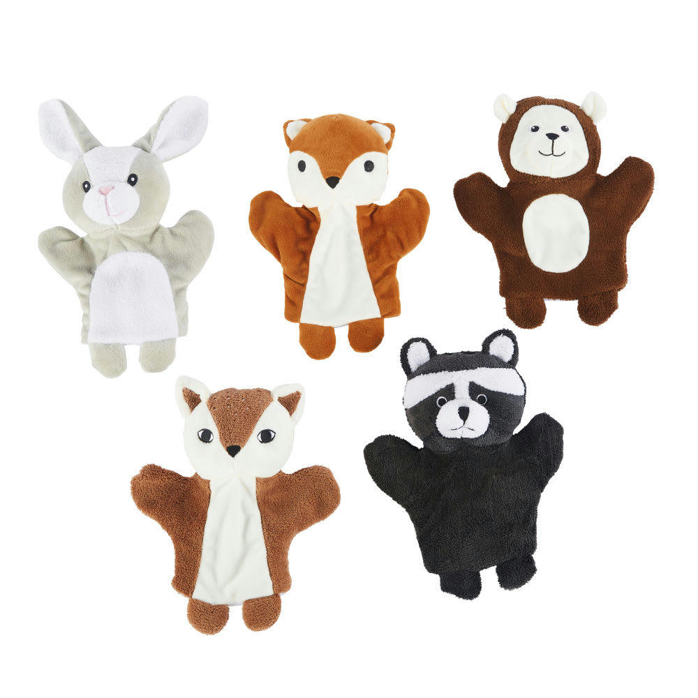 MIMIZAN - Marionnettes animaux de la forêt multicolores (x5)