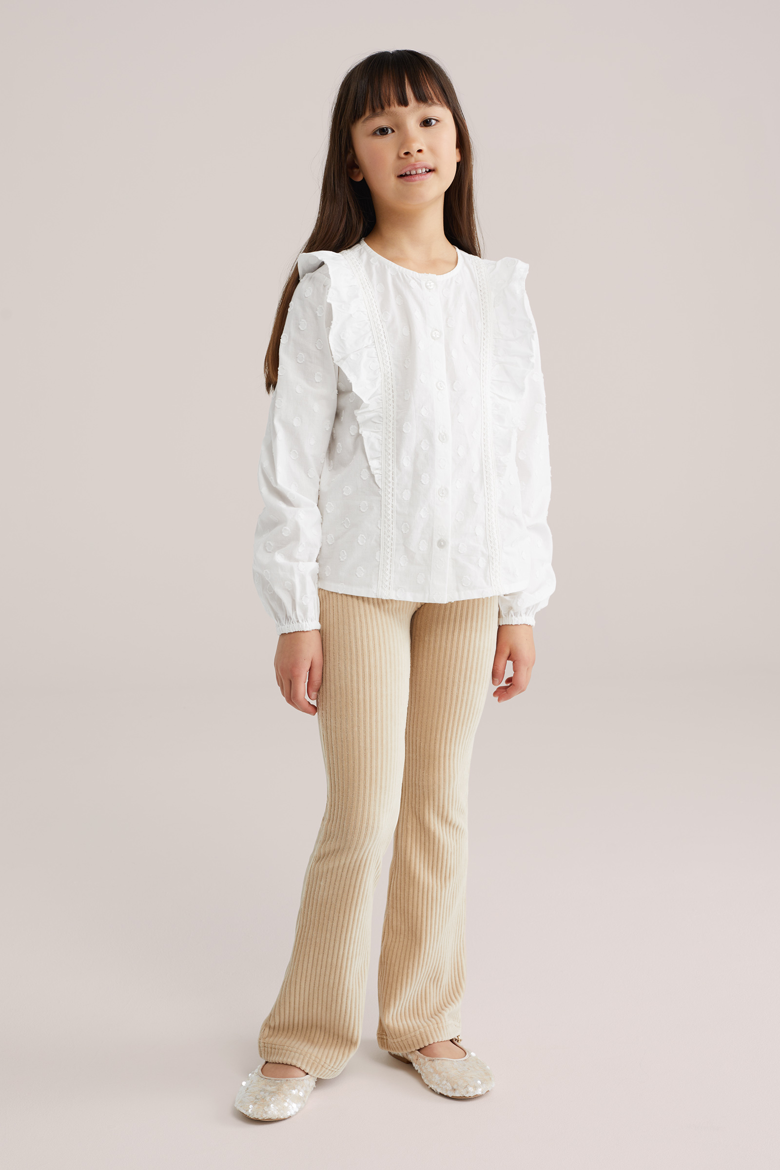 Meisjes velvet flared legging van ribstof