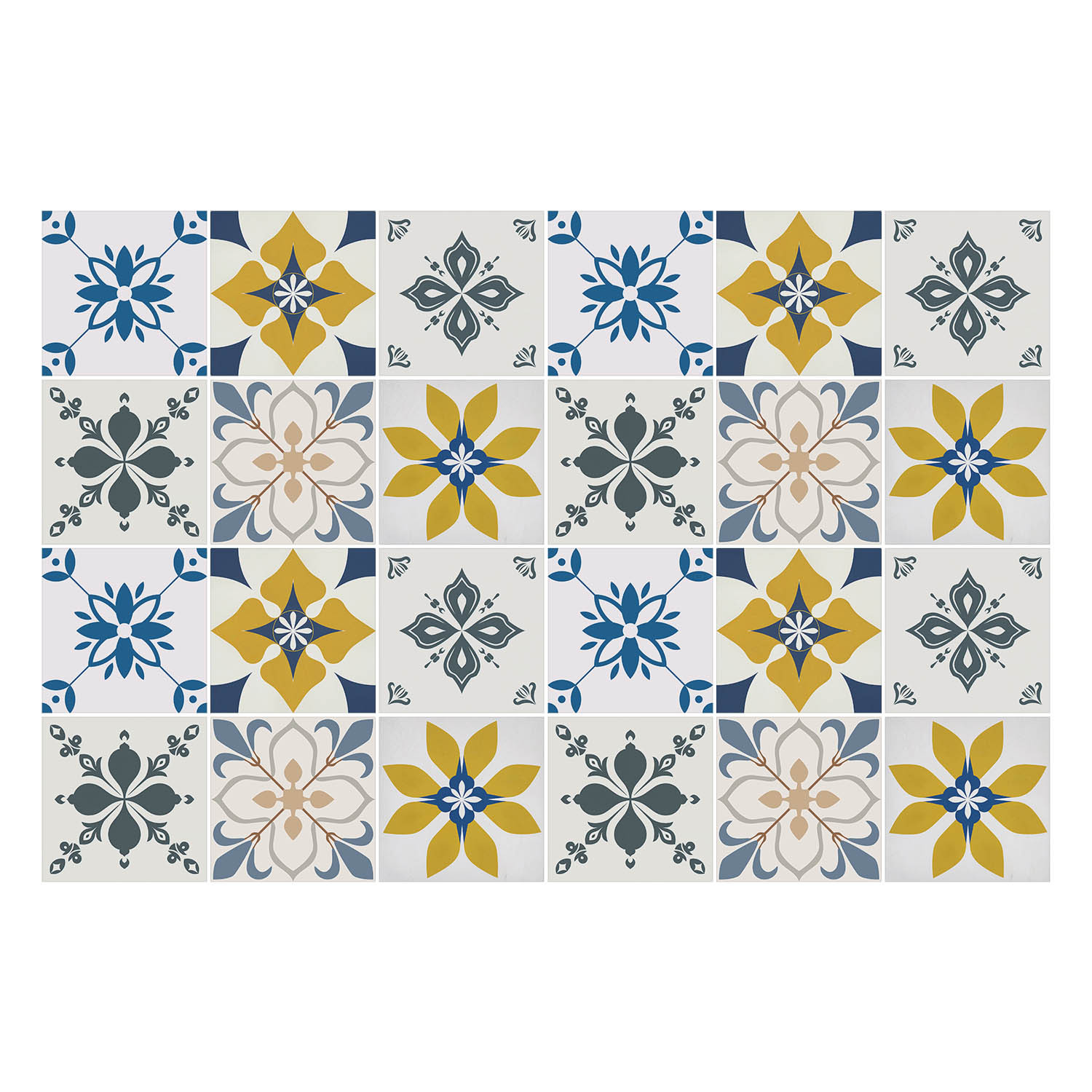 Naklejki na kafelki 10x10 cm Kwiatowe motywy w układzie 24 szt.