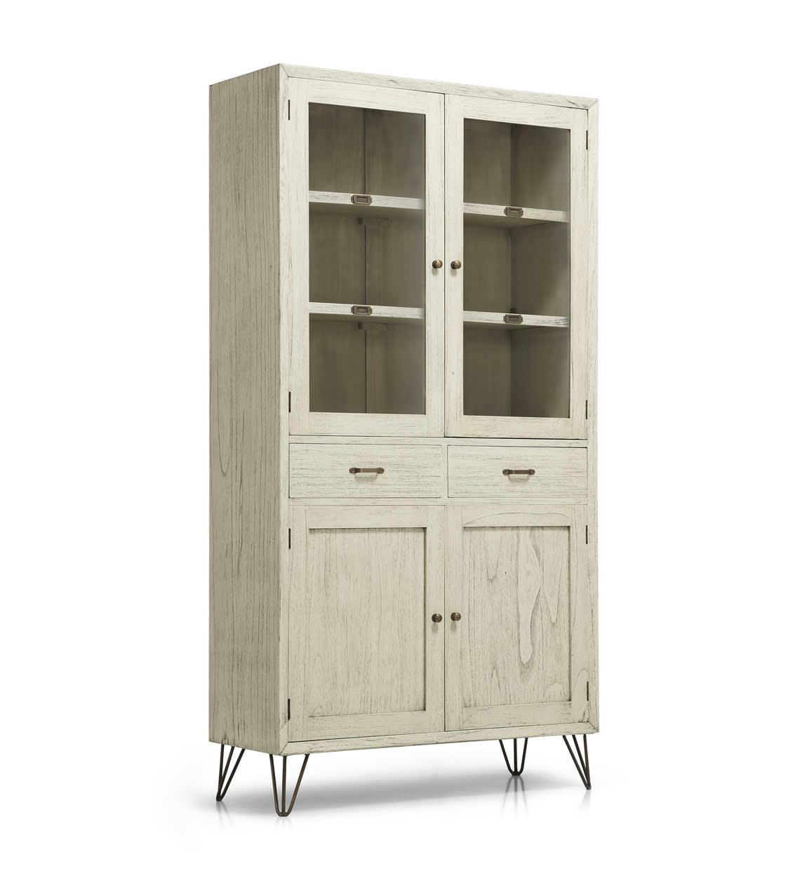 MURIA - Vitrine en bois blanc, H 190 cm