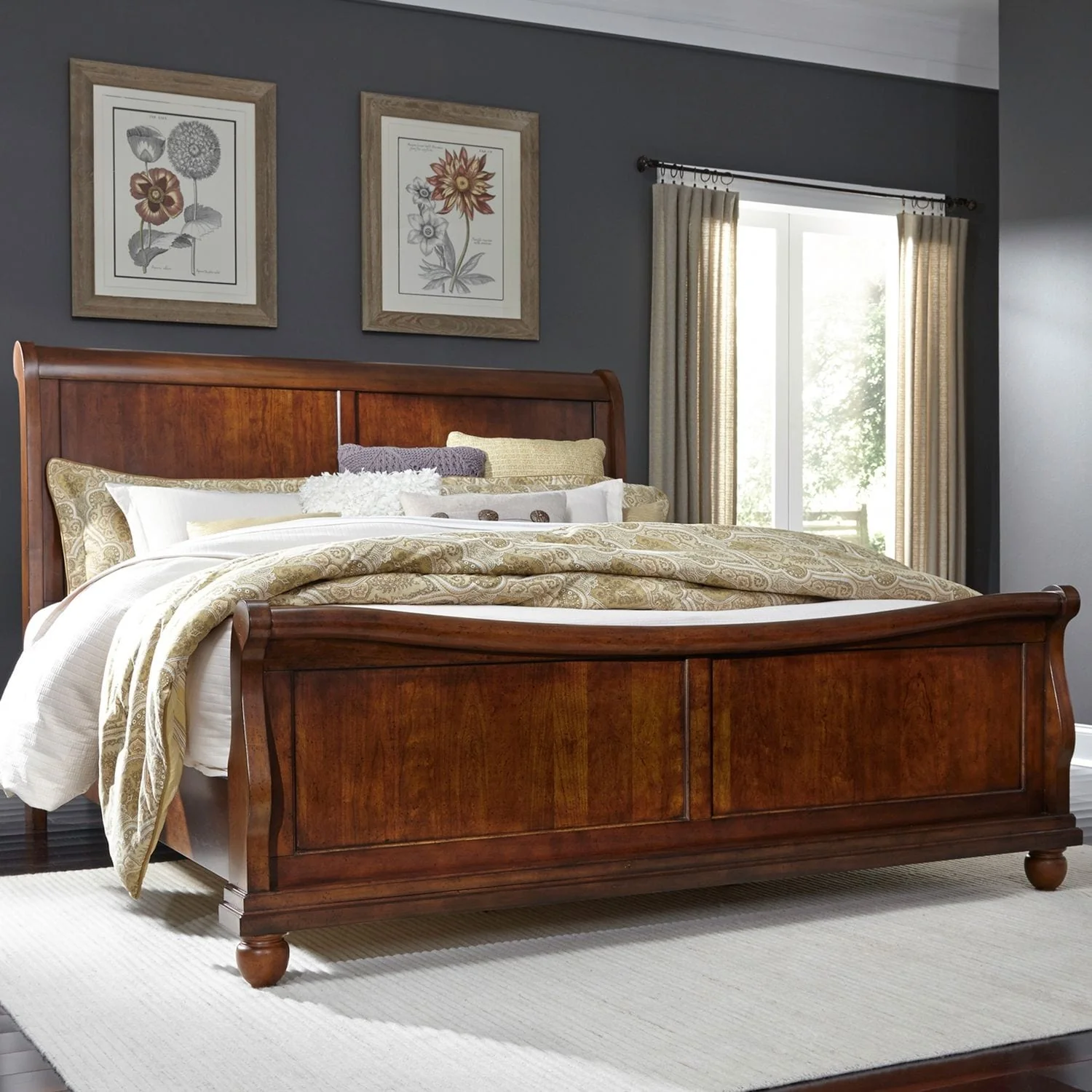 Rustic Traditions Sleigh Bed in Rustic Cherry