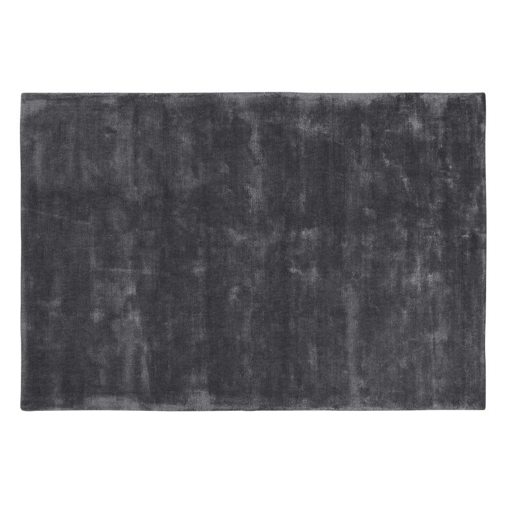 - Tapis en coton et en viscose gris anthracite, 140x200