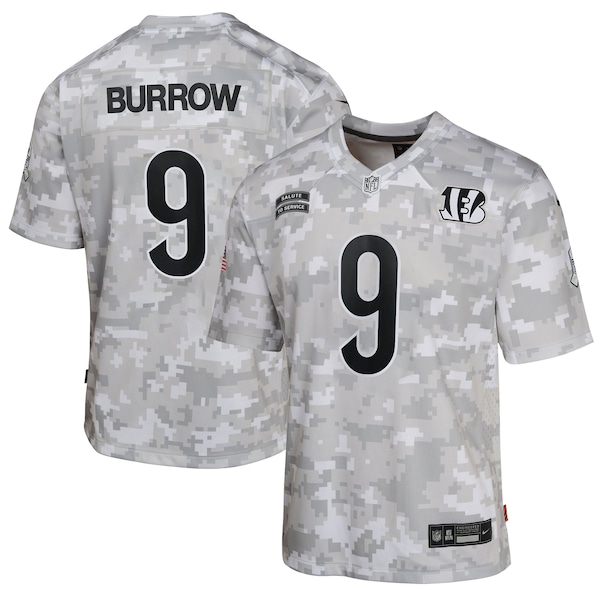 Joe Burrow Cincinnati Bengals Nike Youth 2024 Salute to Service Game Jersey - Arctic Camo