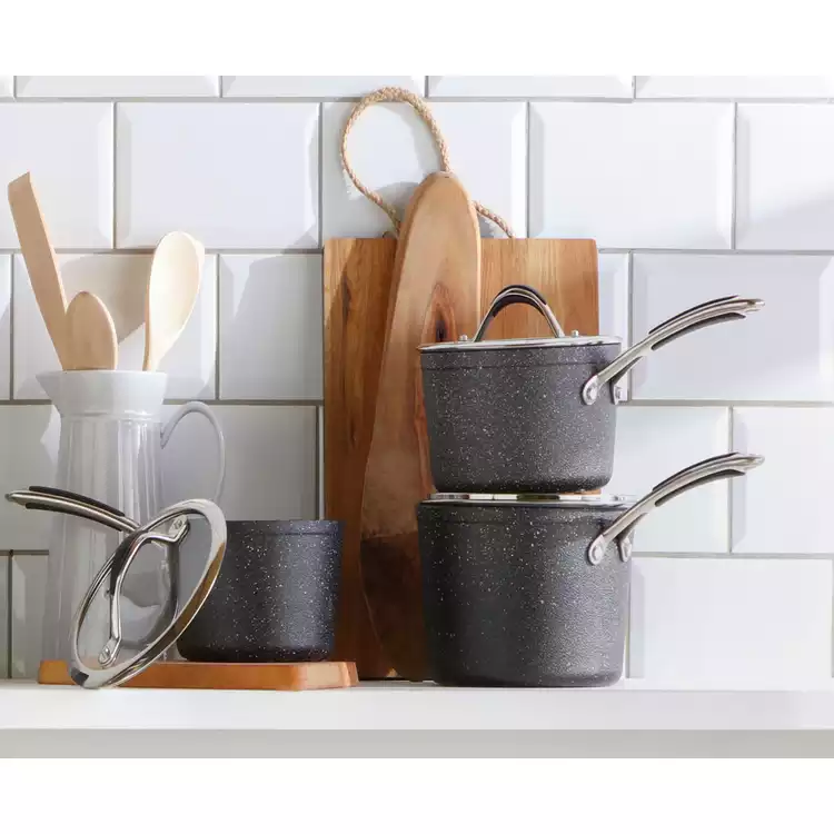 Habitat 3 Piece Rock Effect Saucepan Set