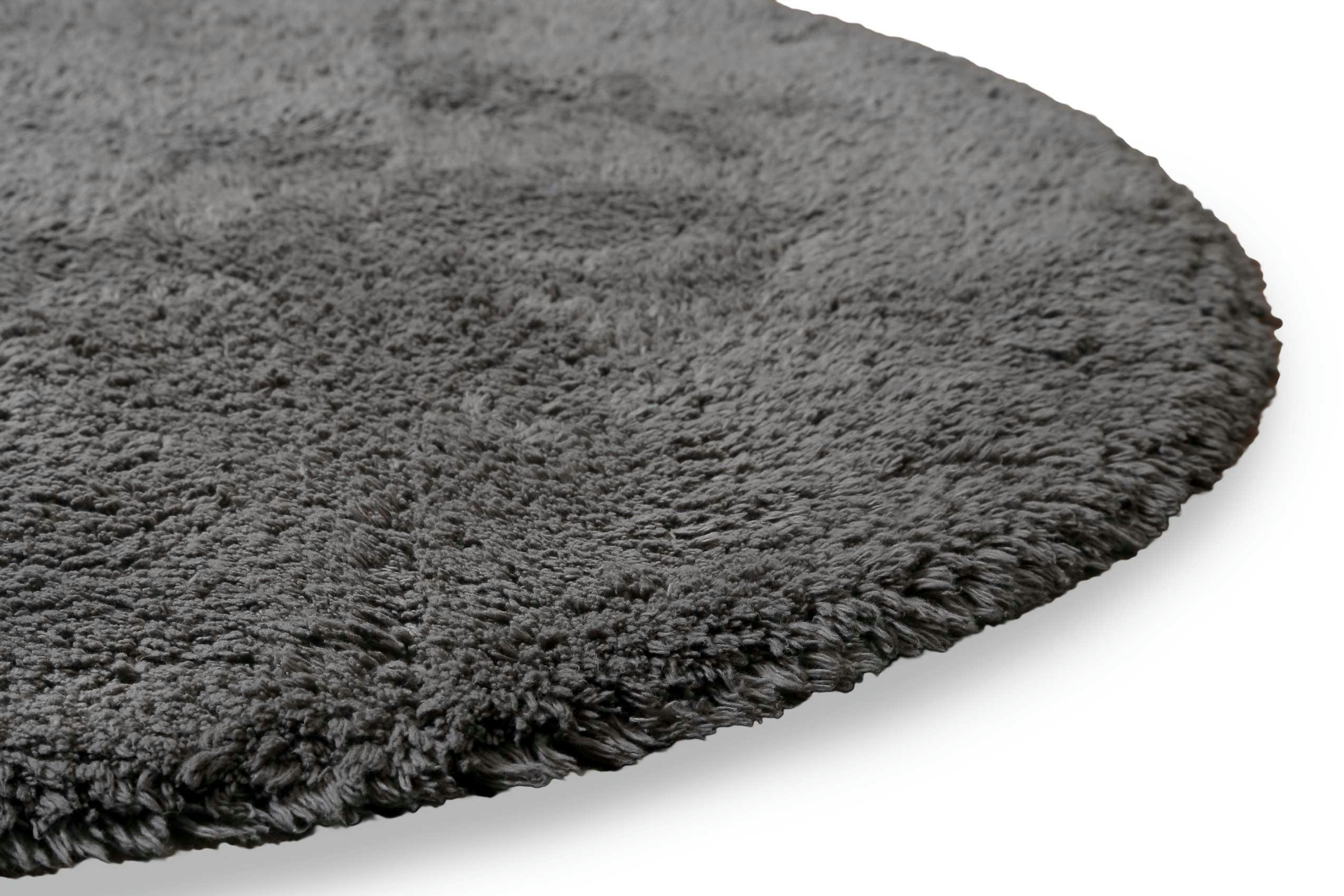 OLE - Tapis de bain rond doux gris ardoise coton 90 rd.