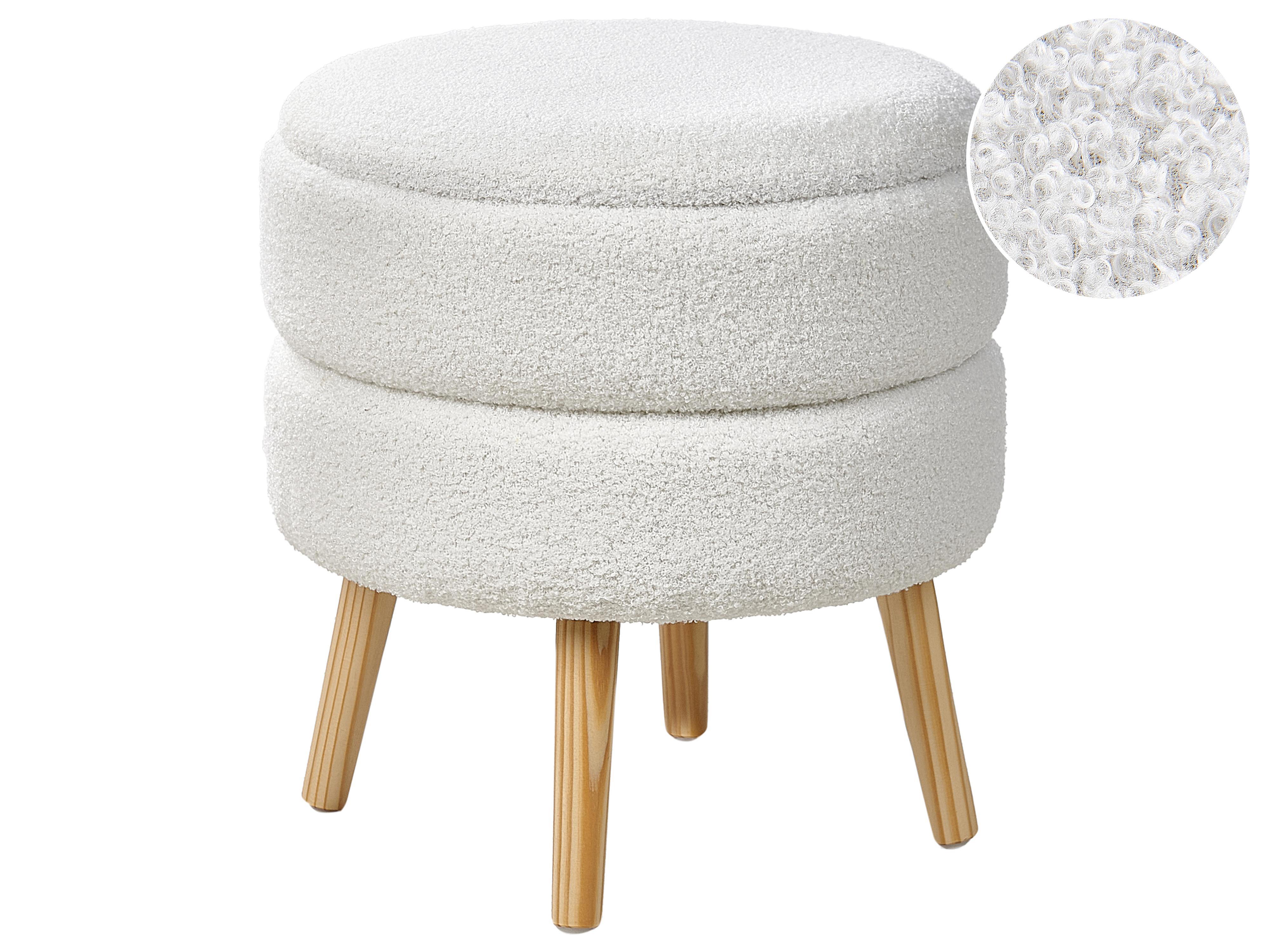 Storage Stool OKATON Boucle White