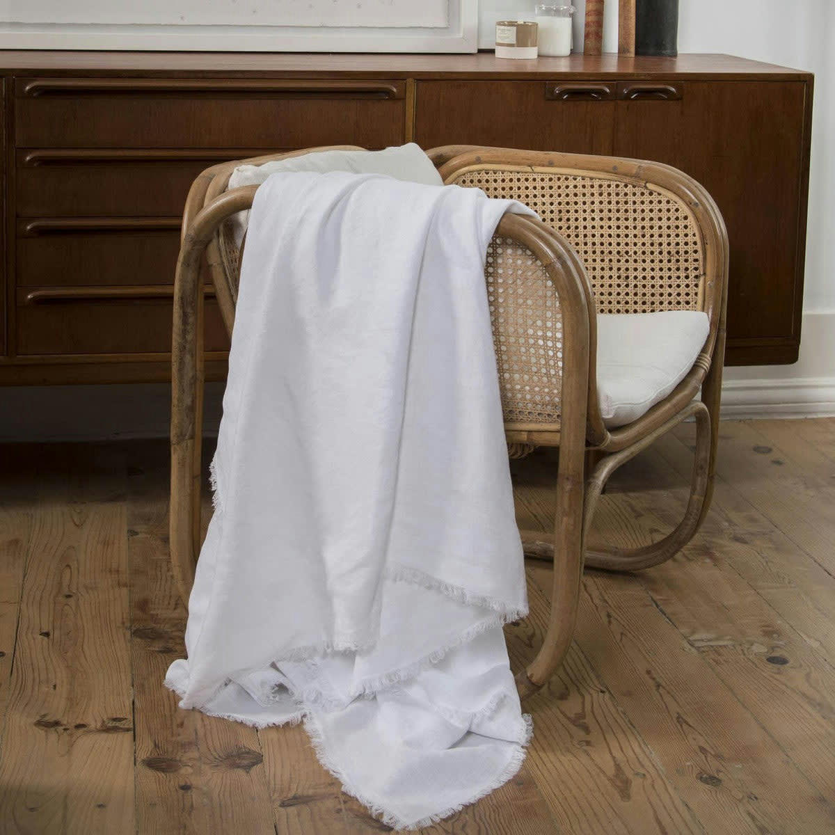 HORTENSE - Jeté de lit grand modèle lin lavé  180x260 blanc