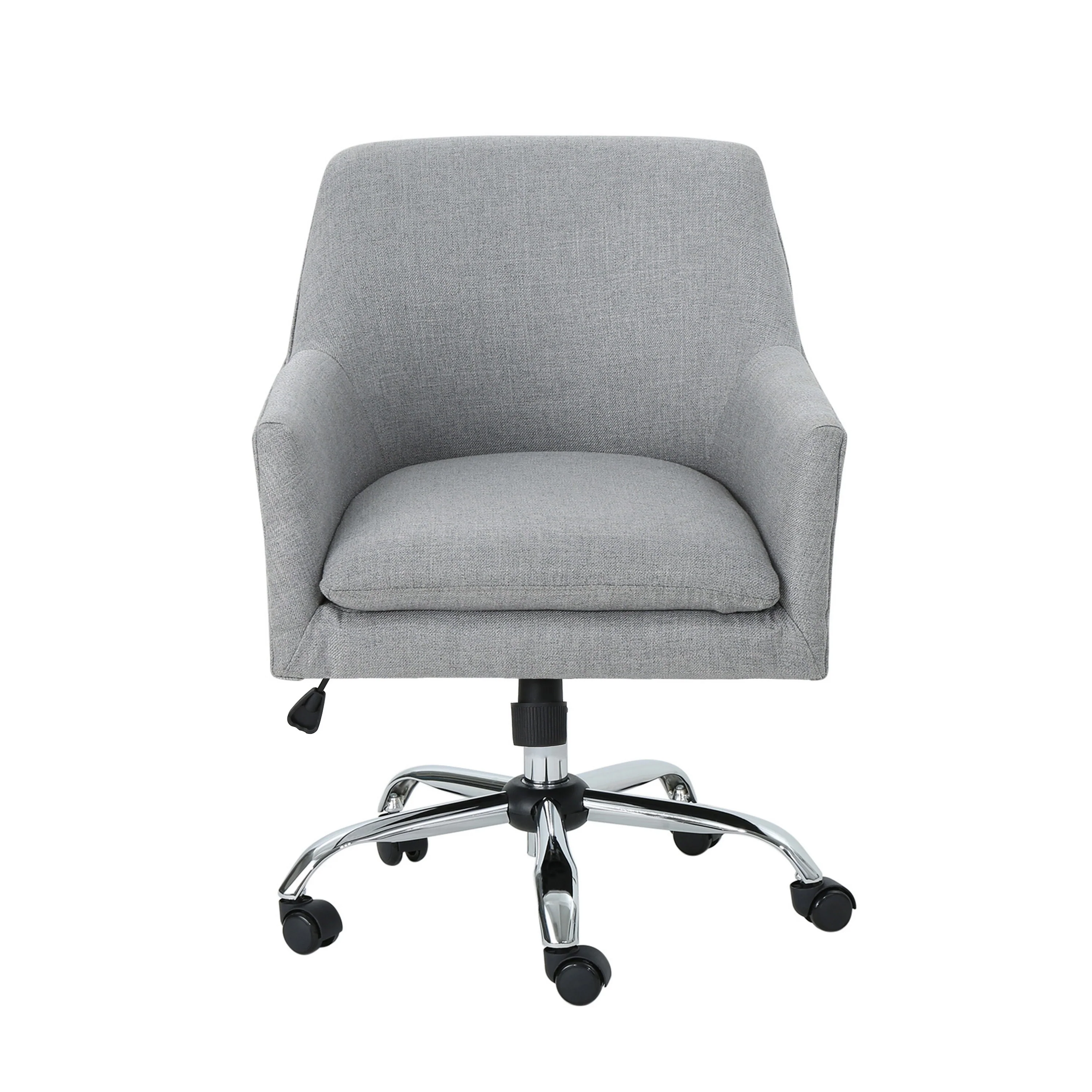 Heza Swivel Office Chair, Gray Fabric, Rolling Wheels, Chrome Metal
