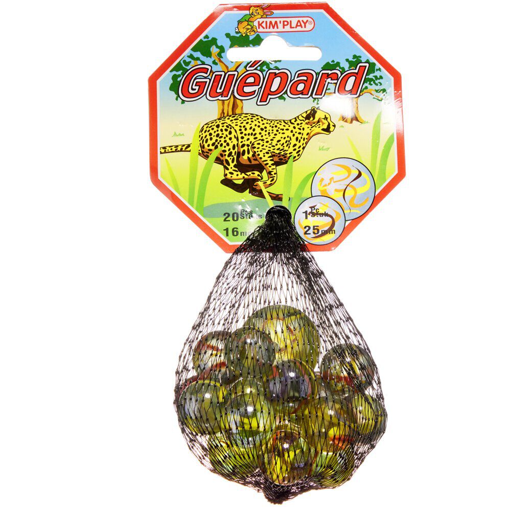 Bille en verre x20   1 boulard motif guépard