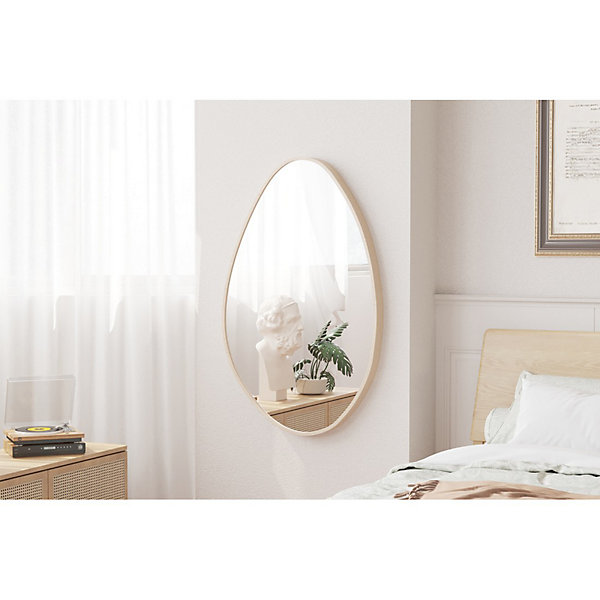 Miroir asymétrique NARA50x80 cmFinition chene vieilliMDF décor boisDesign organique et moderne