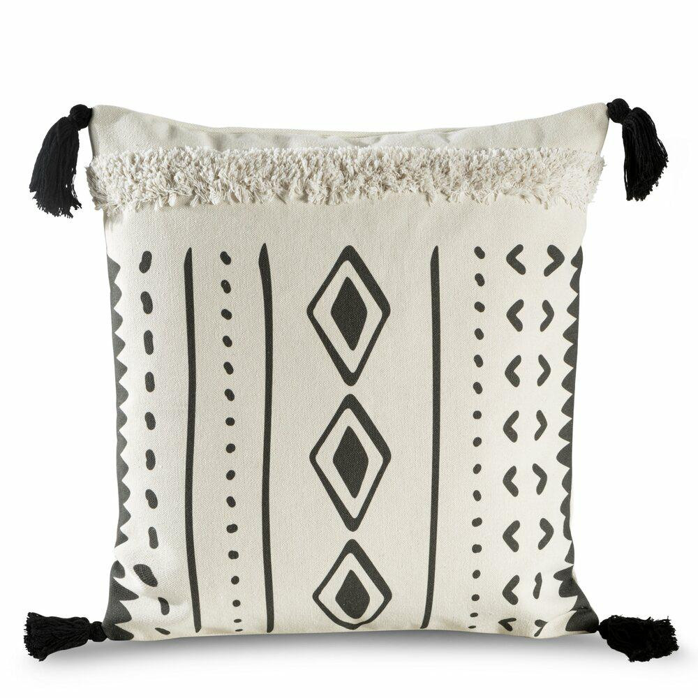 Poszewka na poduszkę BOHO 24 chwosty 45x45 kremowa