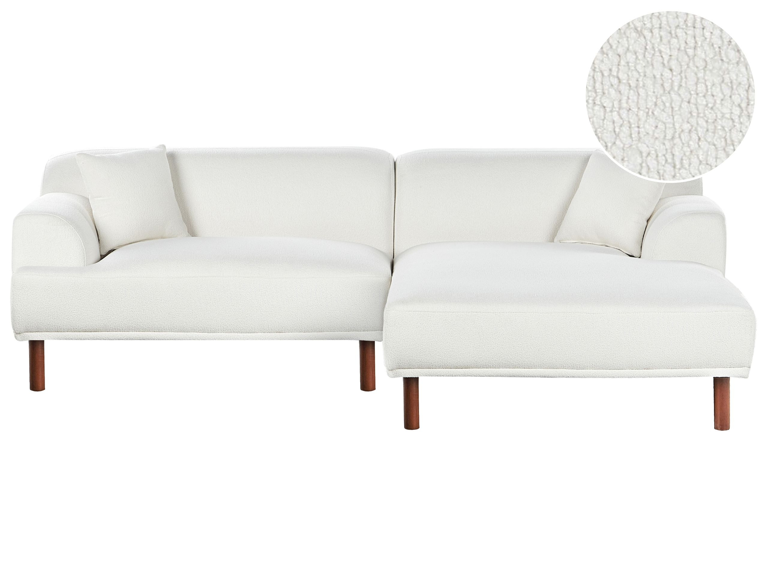 Sofa narożna boucle lewostronna biała